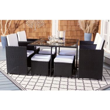 Enerson Outdoor Dining Set in Black and White