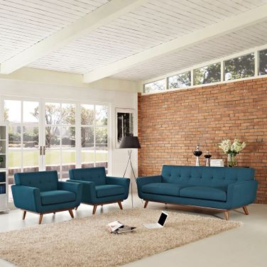 Engage Azure Arm Chairs and Sofa Set of 3