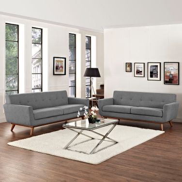 Engage Gray Loveseat and Sofa Set of 2 In Light Gray