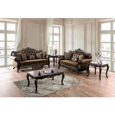 Ensenada Living Room Set In Dark Cherry and Brown