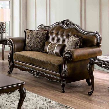 Ensenada Loveseat In Dark Cherry and Brown