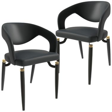 Entice Modern Dining Chair Set of 2 In Charcoal Black