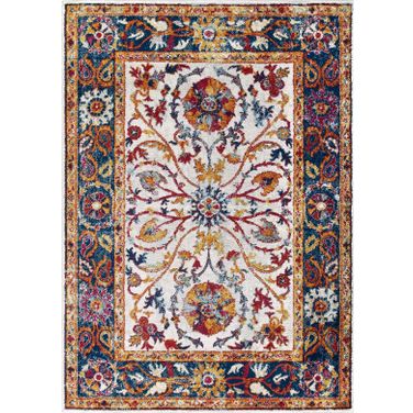 Entourage Multicolor Samira Distressed Vintage Floral Persian Medallion 8x10 Area Rug