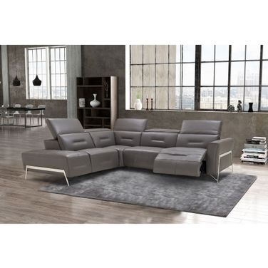Enzo Dark Grey Chic Power Reclining Leather LAF Sectional