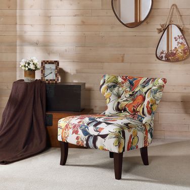 Erika Hourglass Tufted Armless Chair In Multi