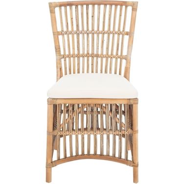 Erika Rattan Accent Chair with Cushion Set of 2 in Grey