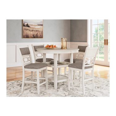 Erinberg Counter Height Dining Table and 4 Barstools Set of 5 In Antique White