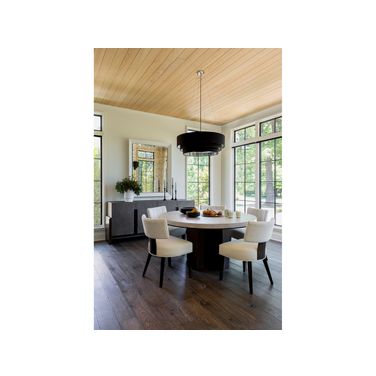 Erinn V X Universal Topanga Round Dining Room Set In Silver Fox and Otter