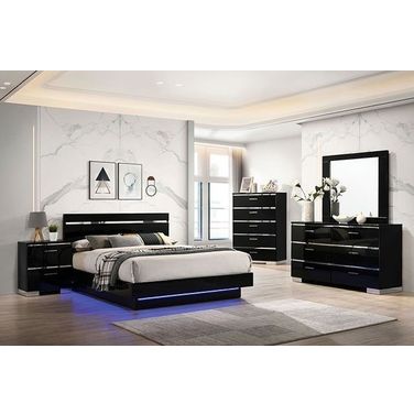 Erlach Black And Chrome Low Profile Platform Bedroom Set