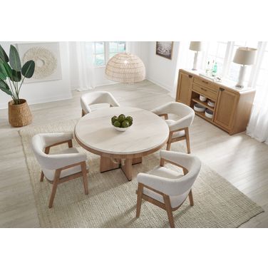 Escape 54 Inch Round Dining Room Set In Light Brown