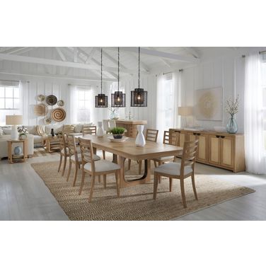 Escape 84 Inch Extendable Dining Room Set In Light Brown