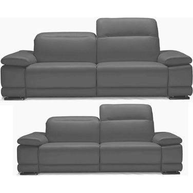 Escape Dark Grey Leather Power Reclining Living Room Set With Power headrest