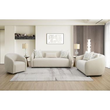 Etienne Living Room Set with Pillows In Beige Linen