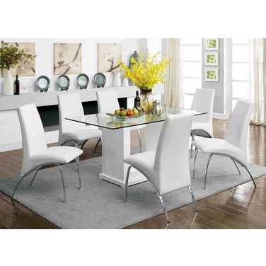 Eva Dining Table In White and Clear