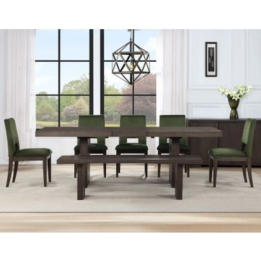 Evan Rectangular Dining Set In Brown and Green
