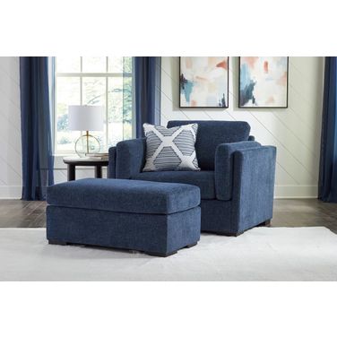 Evansley Oversized Chair and Ottoman In Navy