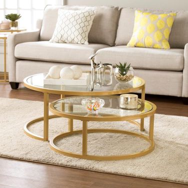 Evelyn Glam Nesting Cocktail Table Set of 2 In Gold