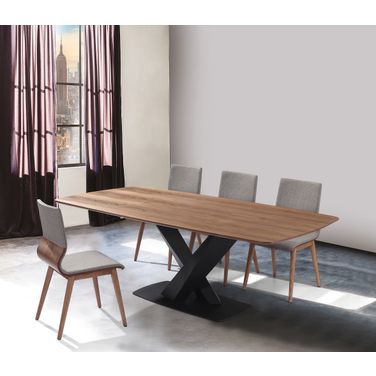 Everett Mid-Century Walnut Wood 5-Piece Dining Set