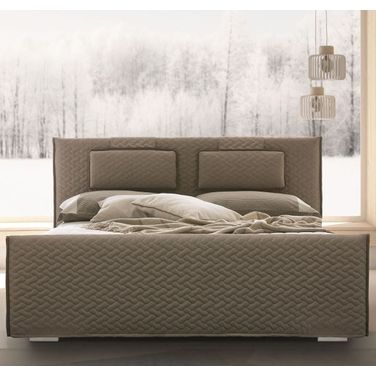 Evergreen Light Taupe Queen Upholstered Platform Bed