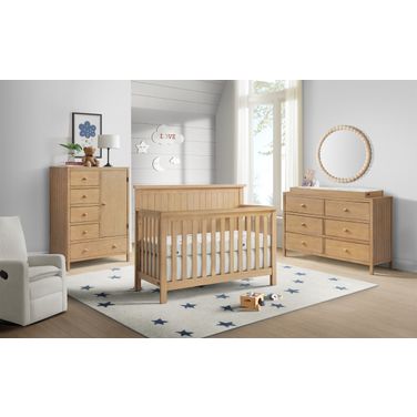 Everlee Convertible Kids Bedroom Set In Honey Wood