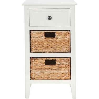 Everly Distressed White Drawer Side Table