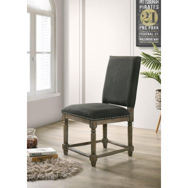 Everton Gray Fabric Dining Chair With Nailhead Trim Set of 2
