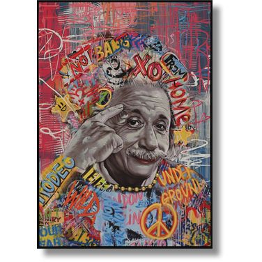 Expressive Einstein Urban Graffiti Pop Canvas Wall Art In Multi