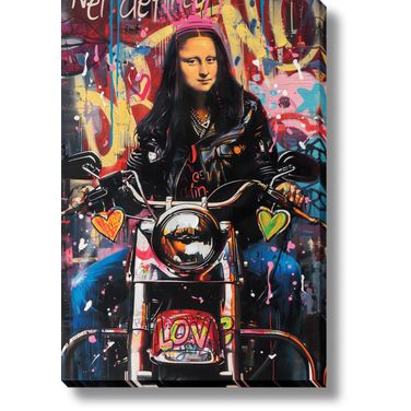Expressive Rebel Mona Love on Wheels Canvas Wall Art In Multi