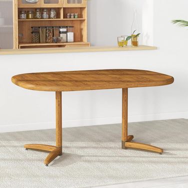 Extendable Wooden Kitchen Room Dining Table with 18 Inch Extension