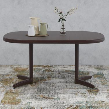 Extendable Wooden Kitchen Room Dining Table with 18 Inch Extension Leaf In Walnut
