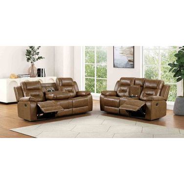 Ezekius Manual Recline Living Room Set In Brown