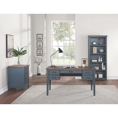 Fairmont Half Pedestal Executive Home Office Set In Blue