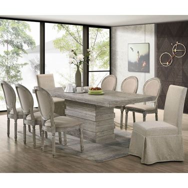 Faustine Dining Room Set In Salvaged Light Oak Finish