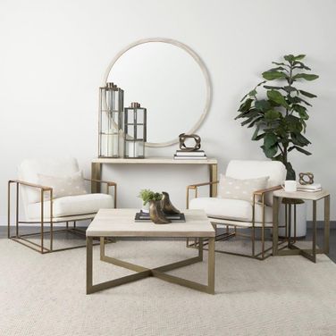 Faye Barely Occasional Table Set In Brown and Gold