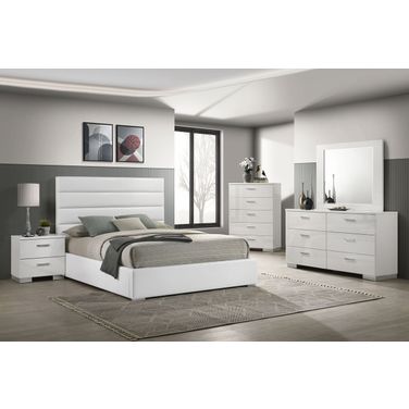 Felicity Upholstered Platform Bedroom Set In White
