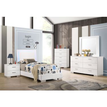 Felicity Youth Bedroom Set In Glossy White