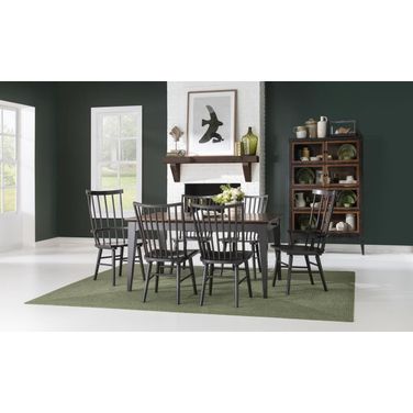 Fenmore Leg Dining Room Set With Spindle Chair In Mocha and Distressed Cherry