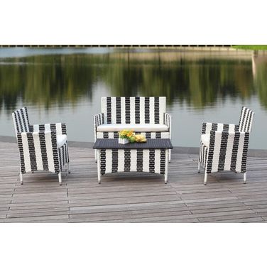Figueroa 4 Piece Outdoor Set In Black and White