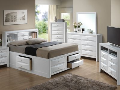 Glory Furniture Louis Phillipe Cappuccino 4pc Bedroom Set With Queen  Bookcase Storage Bed - Miko Decor