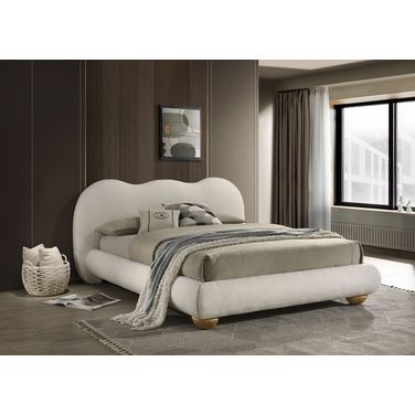 Finamore Eastern king Bed In White and Natural Oak