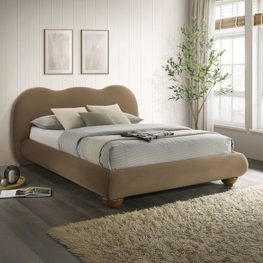 Finamore Queen Bed In Brown Velvet