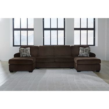 Firescrest 3-Piece Sectional With Double Chaise In Chocolate