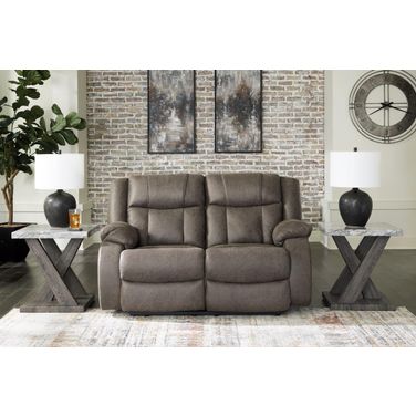 First Base Reclining Loveseat In Gunmetal