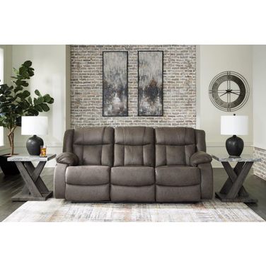 First Base Reclining Sofa In Gunmetal