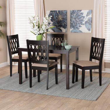 Florencia Wood 5 Piece Dining Set In Beige and Espresso Brown