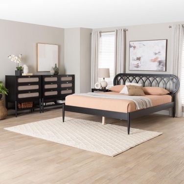 Florica Wood Queen 4-Piece Bedroom Set In Black and Beige