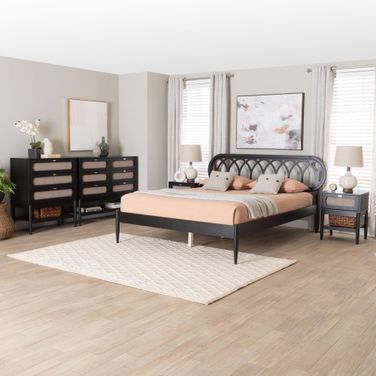 Florica Wood Queen 5-Piece Bedroom Set In Black and Beige