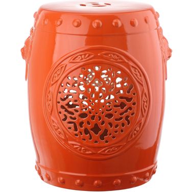 Flower Orange Drum Garden Stool