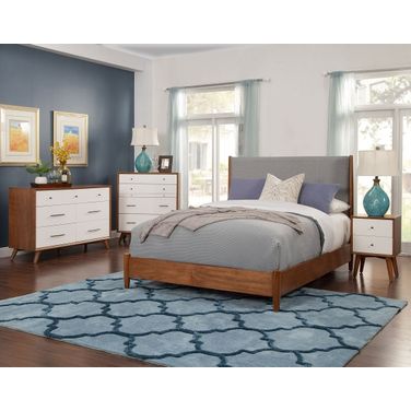 Flynn Acorn and Grey Upholstered Panel Bedroom Set