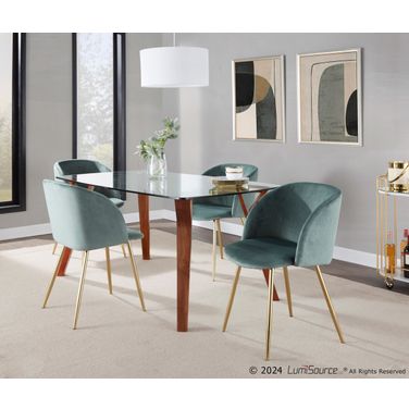 Folia-Fran Dining Set with Tabletop In Walnut and Sage Green